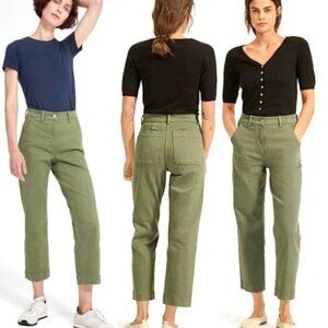 Everlane Cropped Wide Leg High Rise Pant, Green, Size 14